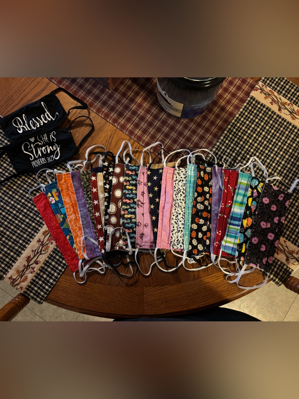 22 Handmade Cotton Face Masks - Assorted Patterns and Colors